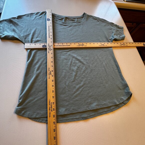 Columbia Easy Does It Tee Womens LG Green Short Cuffed Dolman Sleeve Curved Hem - Picture 4 of 8